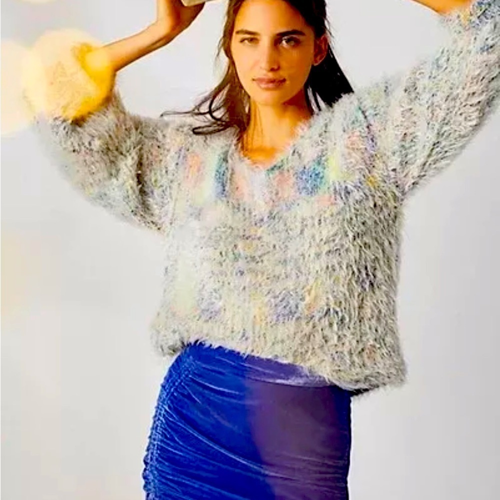 Free People Vivienne Velvet Mini Skirt, Blue, US 0 RRP $98